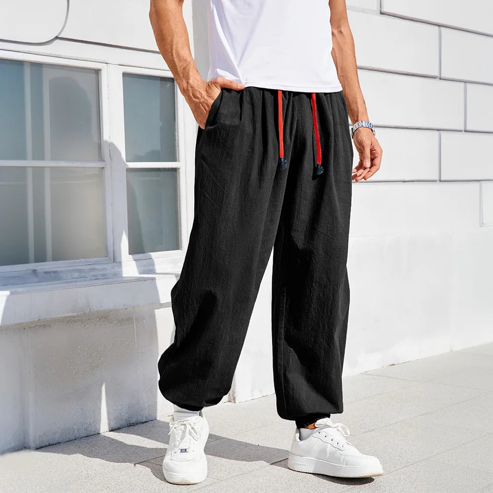 Men's Harem Pants – Comfortable Cotton Linen Joggers for Casual Outings — alternative angle