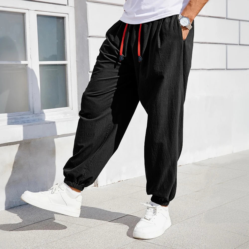 Men's Harem Pants – Comfortable Cotton Linen Joggers for Casual Outings — styling detail