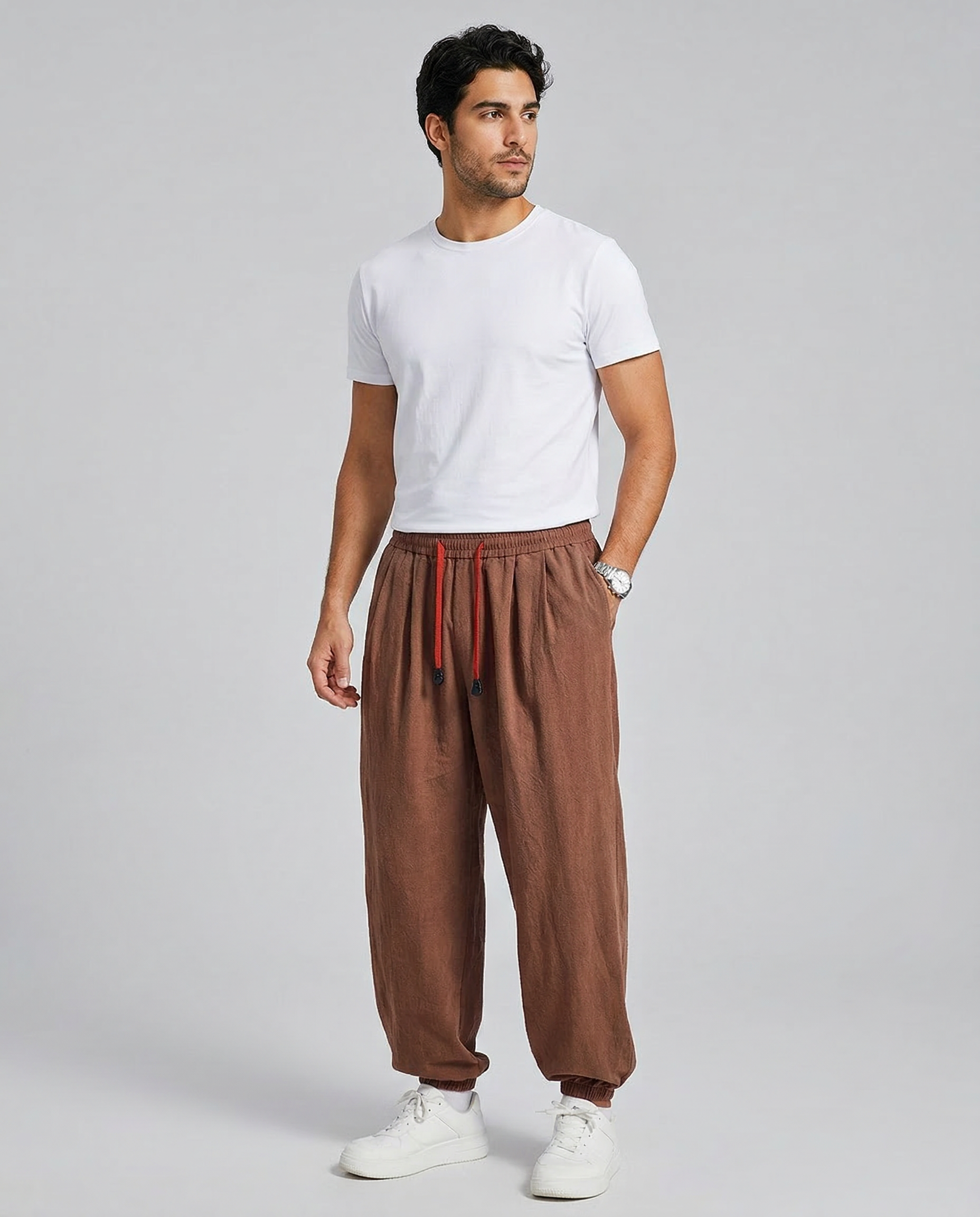 Men's Harem Pants – Cozy Loose Fit Cotton-Linen Trousers