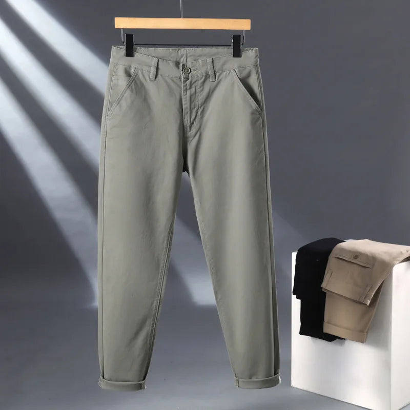 Men's Khaki Chino Pants – Comfortable Loose Fit for Everyday Wear — alternative angle