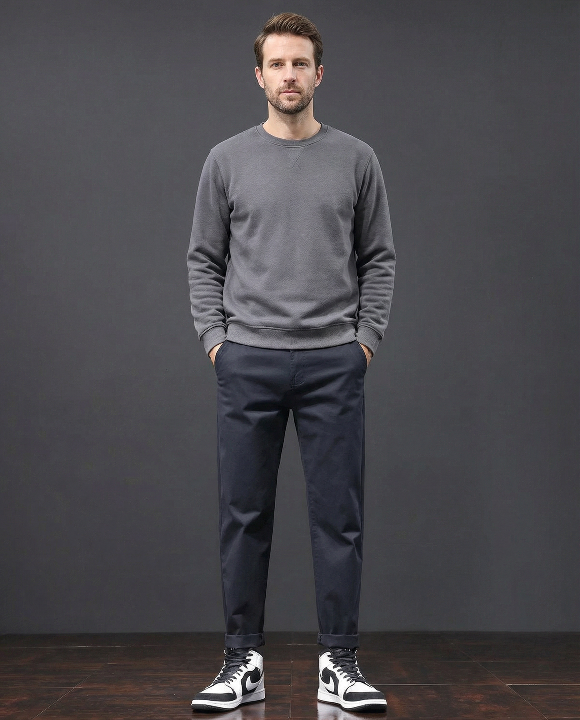 Men's Khaki Chino Pants – Comfortable Loose Fit for Everyday Wear — back view