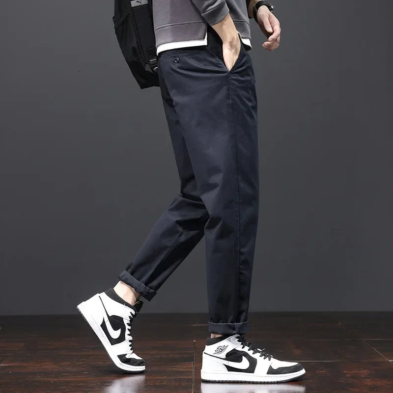 Men's Khaki Chino Pants – Comfortable Loose Fit for Everyday Wear — close-up