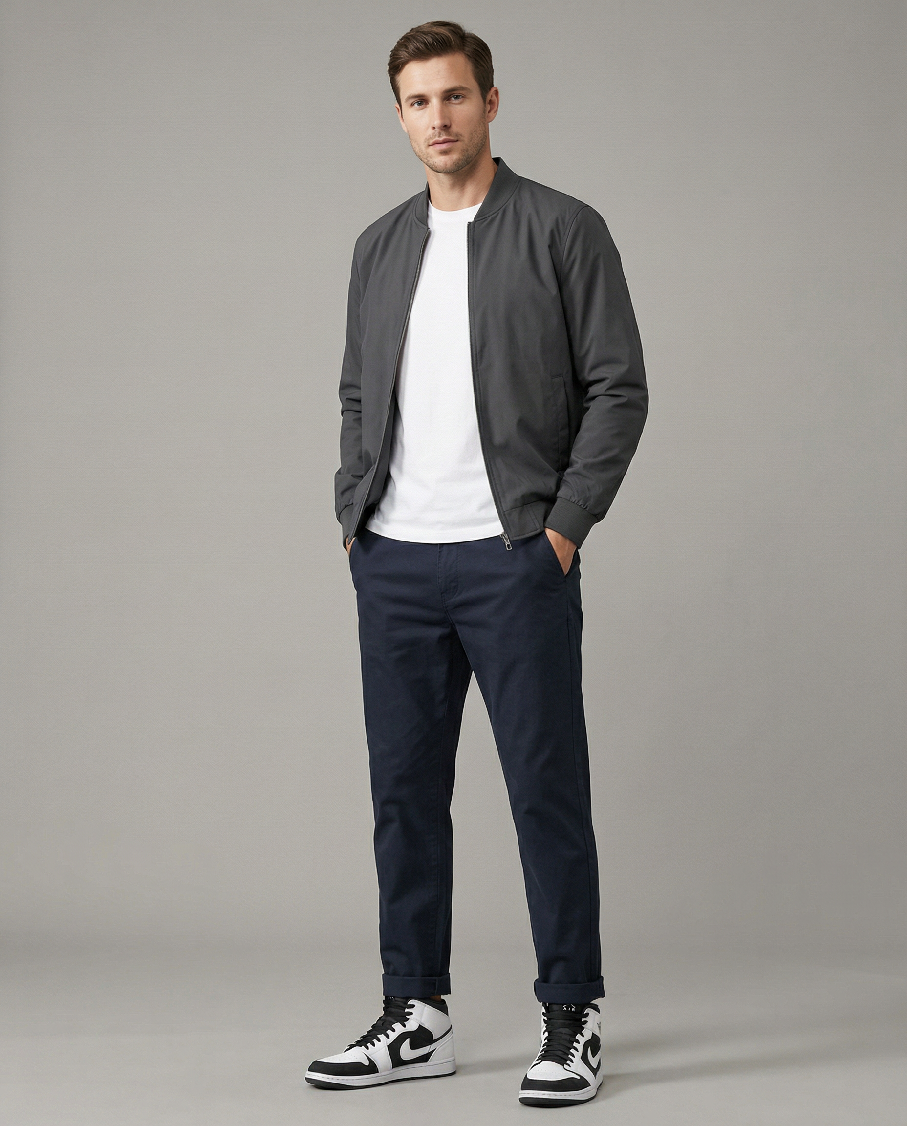 Men's Khaki Chino Pants – Comfortable Loose Fit for Everyday Wear — detail view