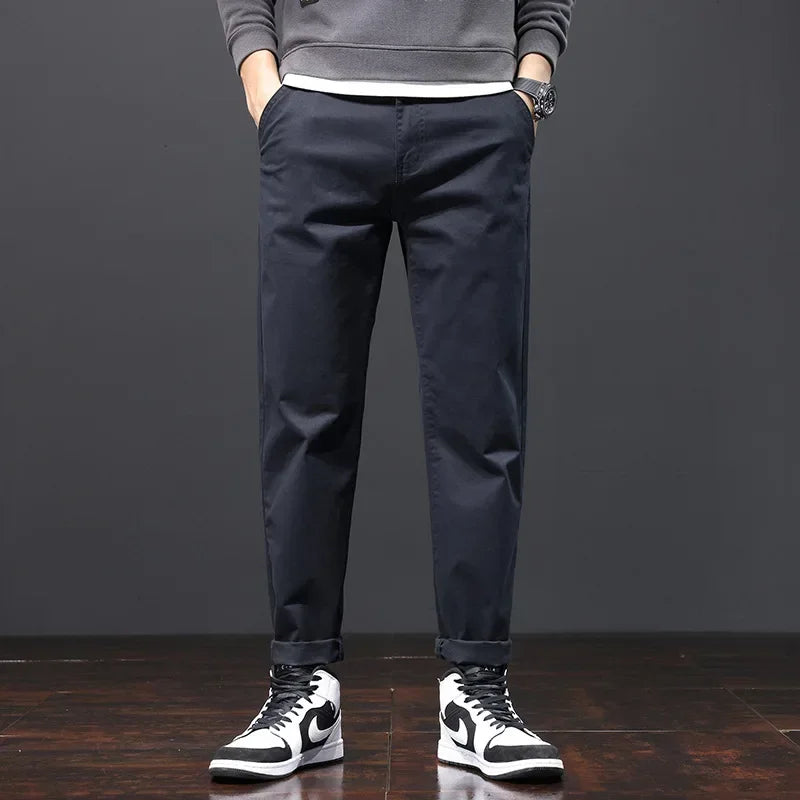 Men's Khaki Chino Pants – Comfortable Loose Fit for Everyday Wear — fabric detail
