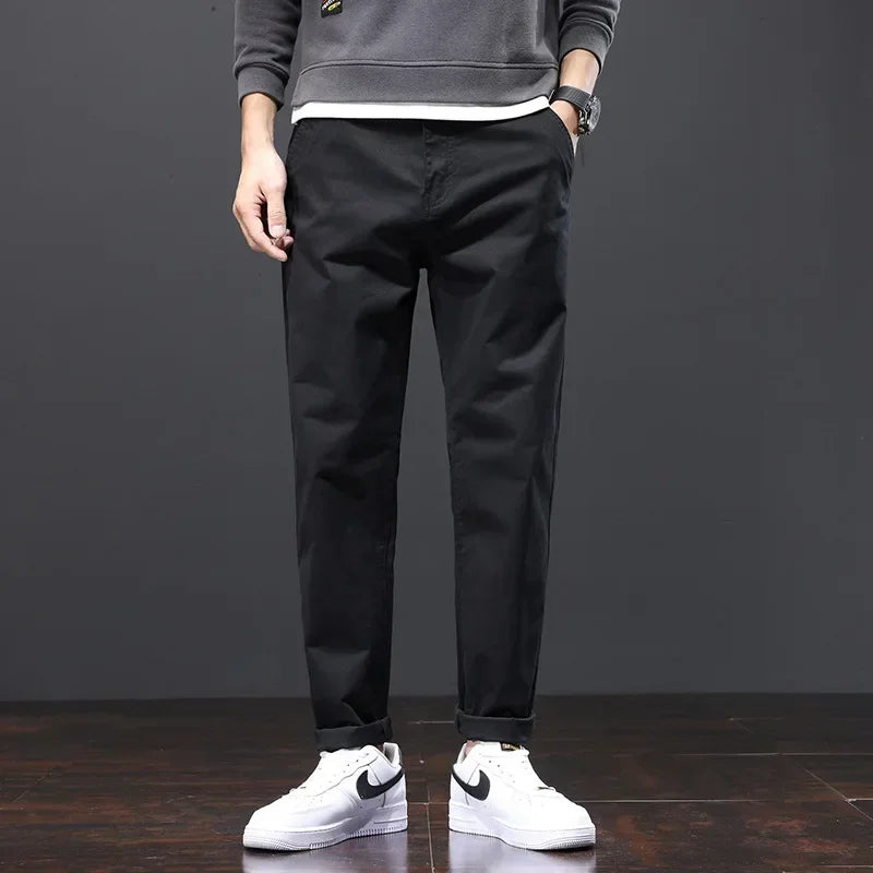 Men's Khaki Chino Pants – Comfortable Loose Fit for Everyday Wear — fit overview
