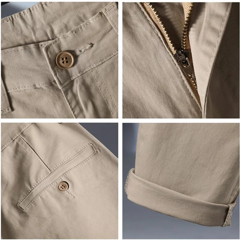 Men's Khaki Chino Pants – Comfortable Loose Fit for Everyday Wear — styling detail