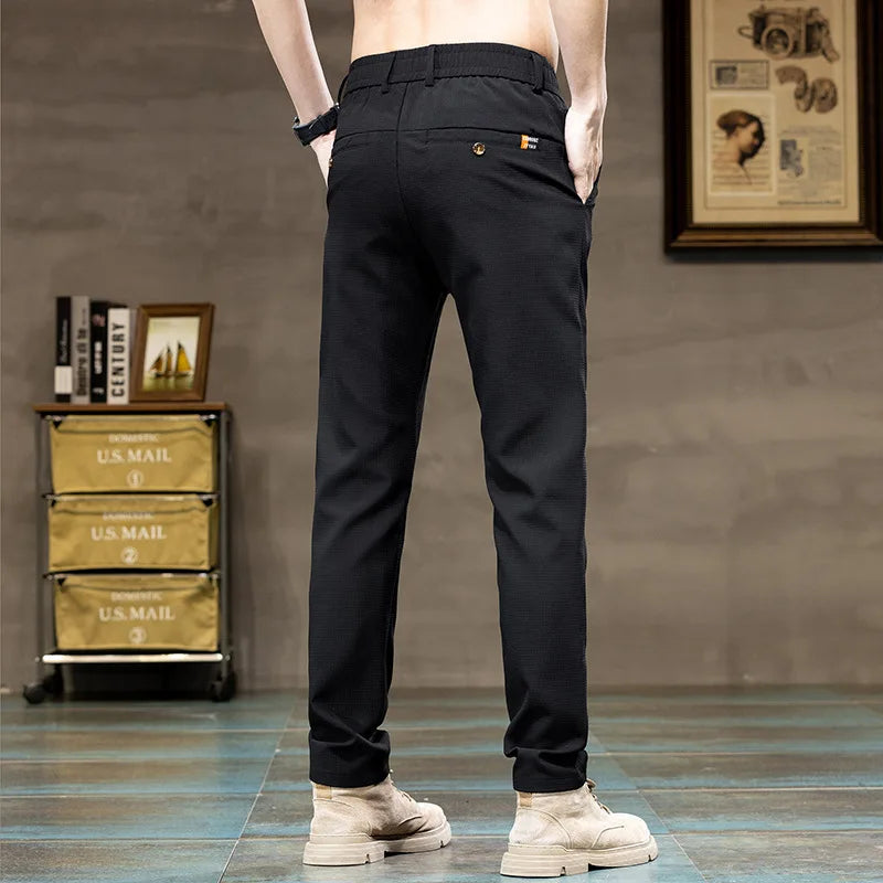Men's Khaki Chino Pants – Lightweight Slim Fit for Casual Spring Wear — alternative angle