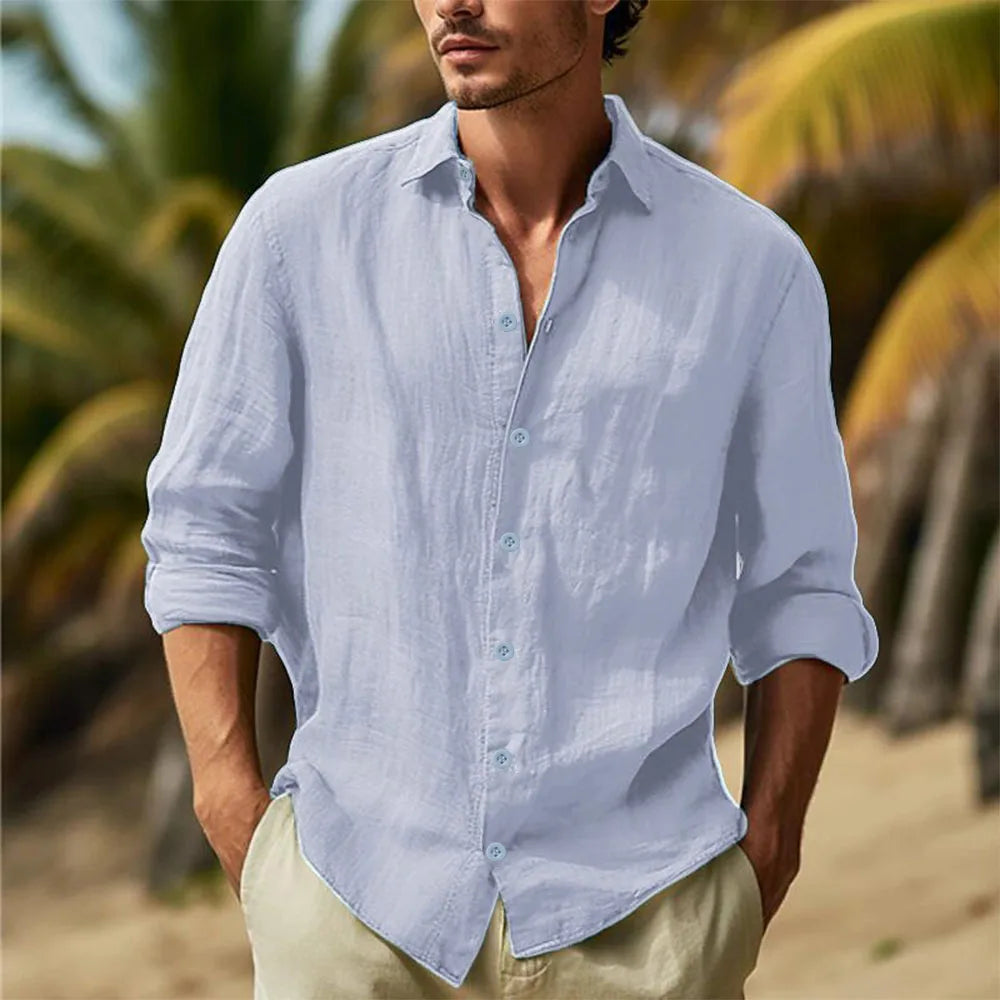 Men's Lightweight Hawaiian Shirt – Breathable Casual Summer Essential — close-up