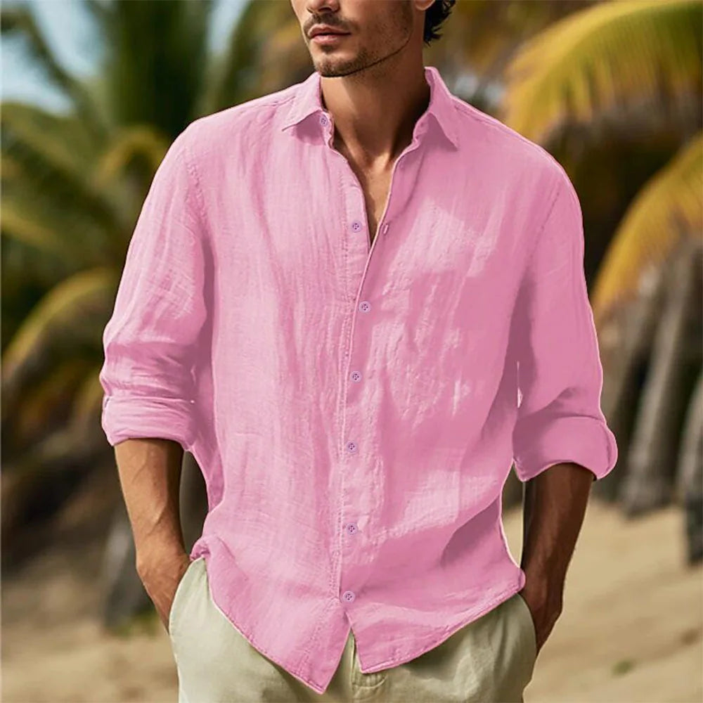 Men's Lightweight Hawaiian Shirt – Breathable Casual Summer Essential — model wearing