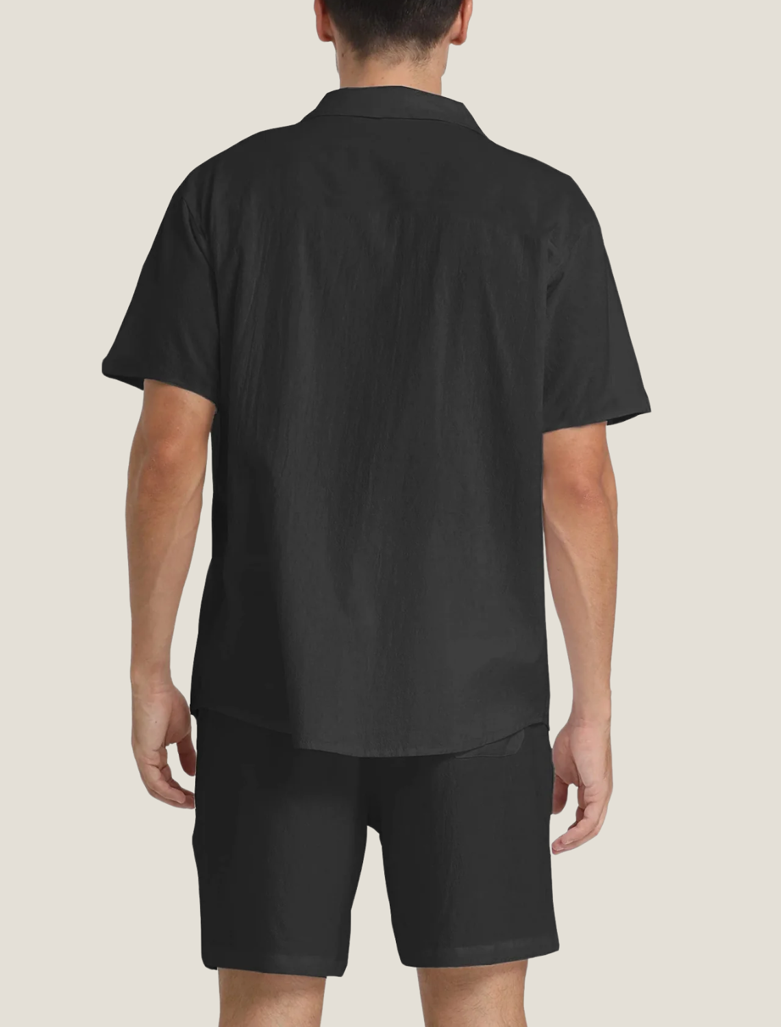 Men's Lightweight Short Sleeve Button Shirt with Chest Pocket and Drawstring Shorts Two Piece Summer Set