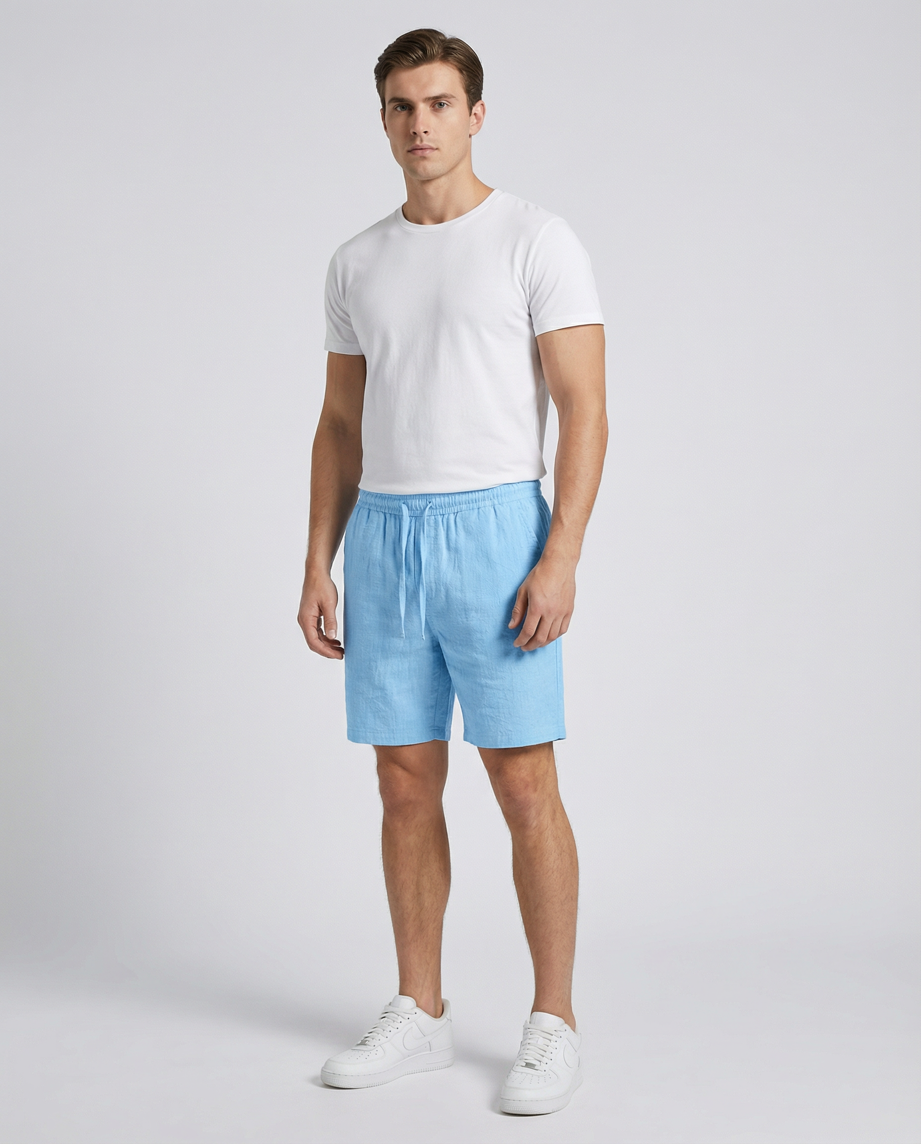 Men's Linen Shorts – Lightweight Casual Beachwear — back view