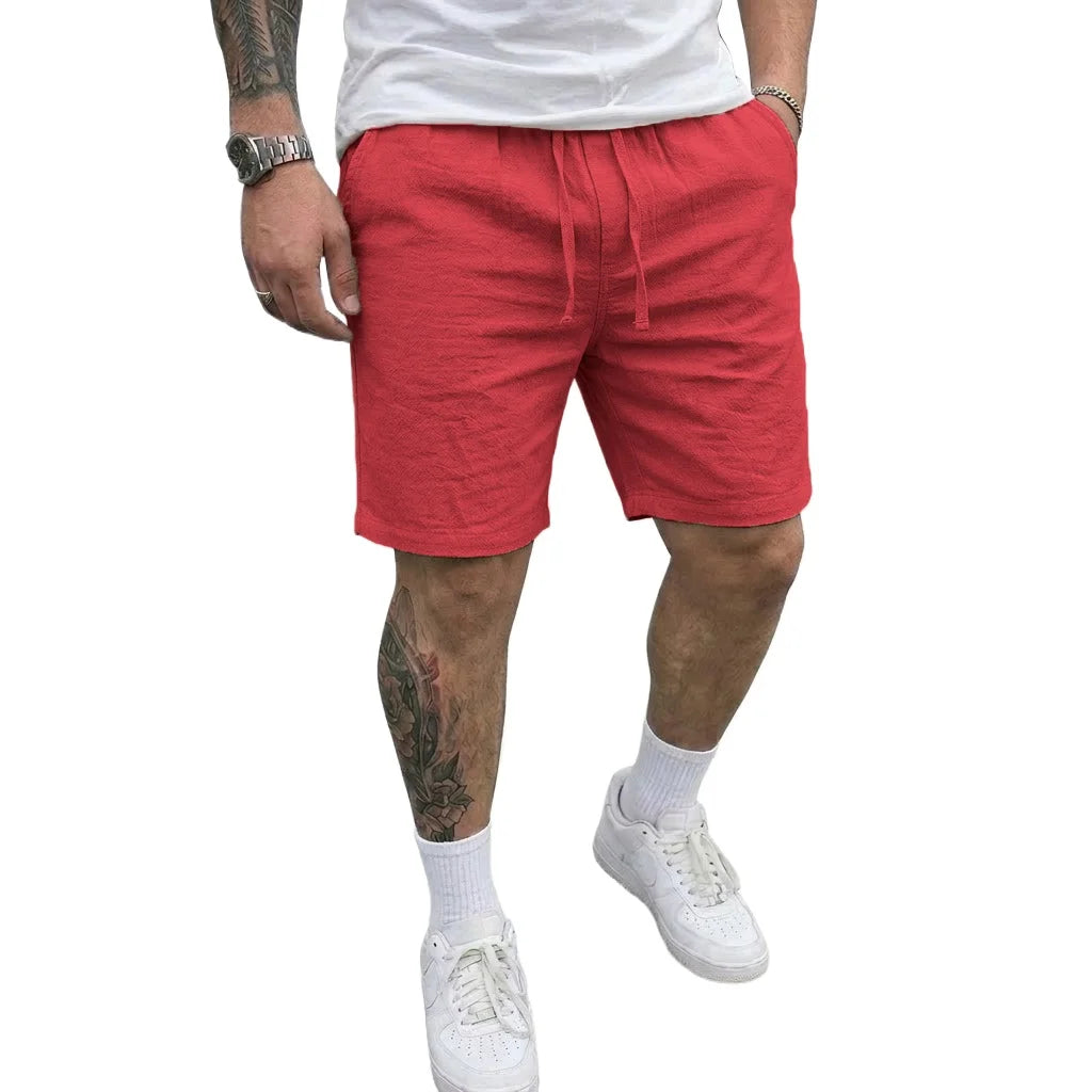 Men's Linen Shorts – Lightweight Casual Beachwear — close-up