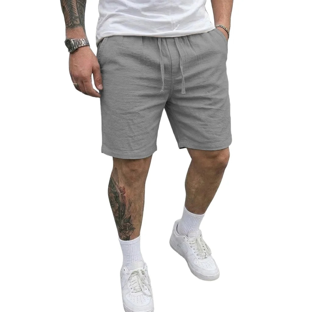 Men's Linen Shorts – Lightweight Casual Beachwear — front close-up