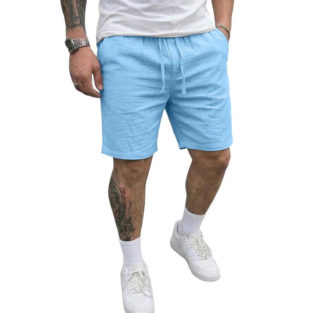 Men's Linen Shorts – Lightweight Casual Beachwear — model wearing