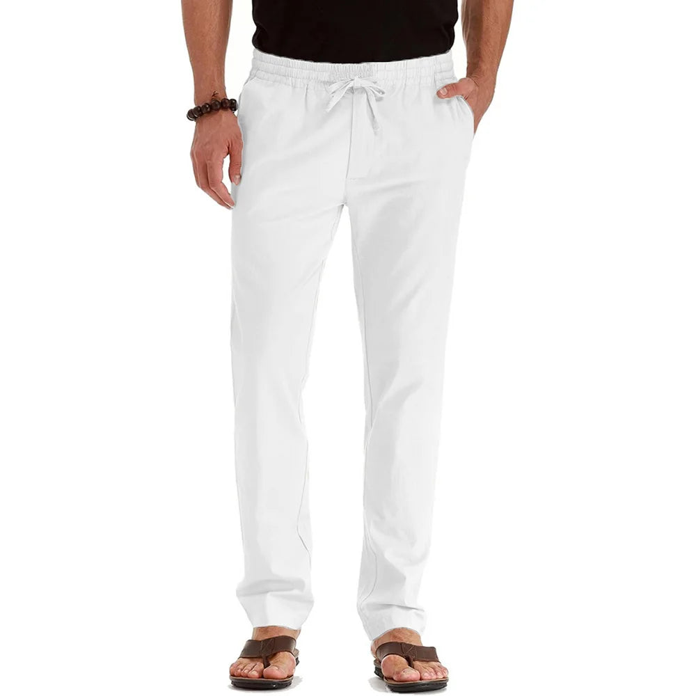 Men's Linen Trousers – Lightweight Breathable Comfort for Summer Outings — close-up