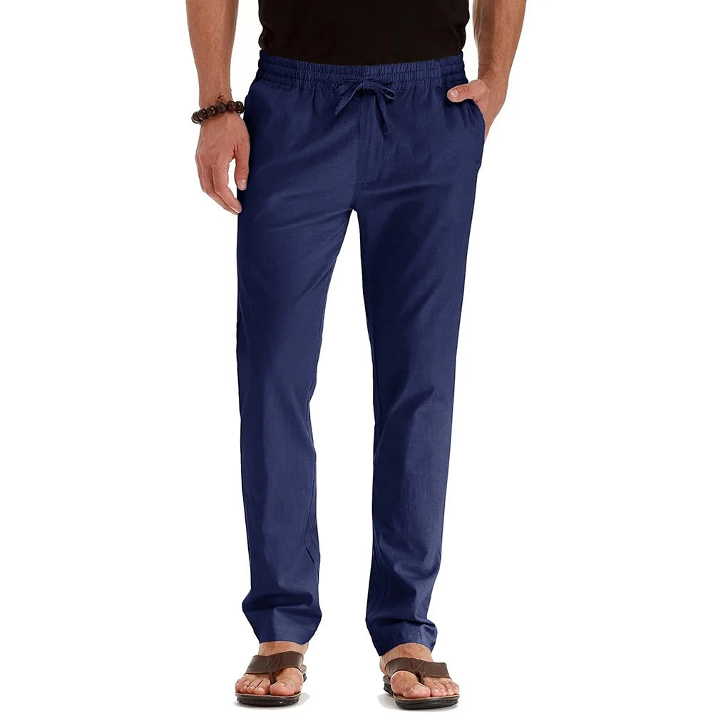 Men's Linen Trousers – Lightweight Breathable Comfort for Summer Outings — fabric detail