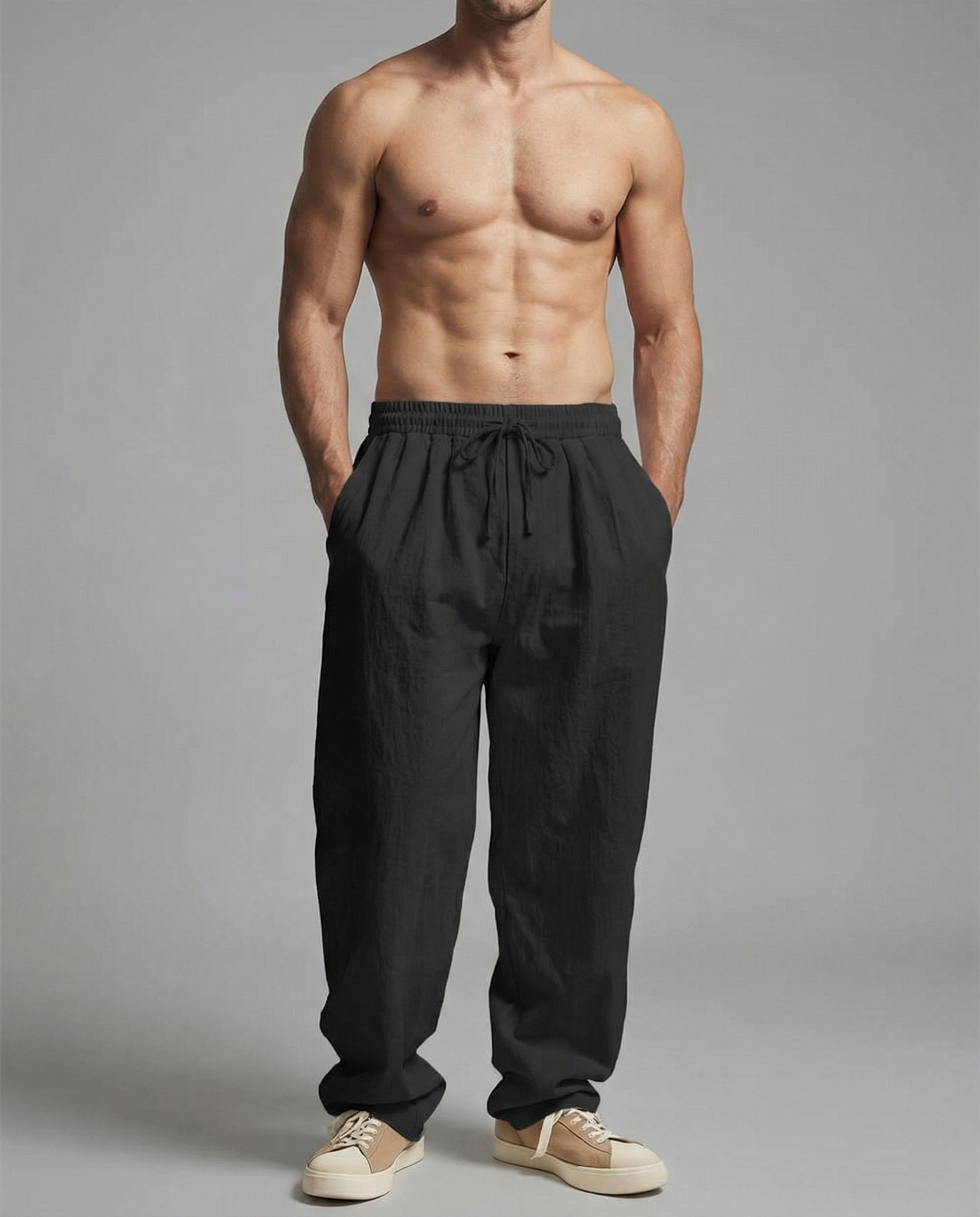 Men's Linen Trousers – Lightweight Breathable Summer Style — back view