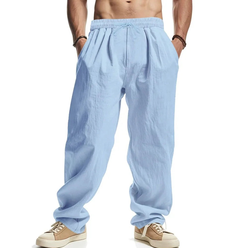 Men's Linen Trousers – Lightweight Breathable Summer Style — close-up