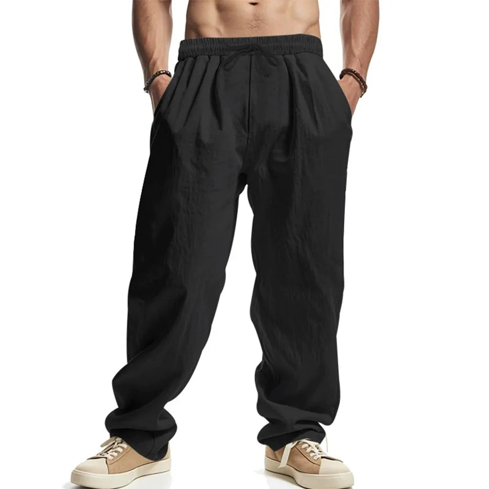 Men's Linen Trousers – Lightweight Breathable Summer Style — fabric detail