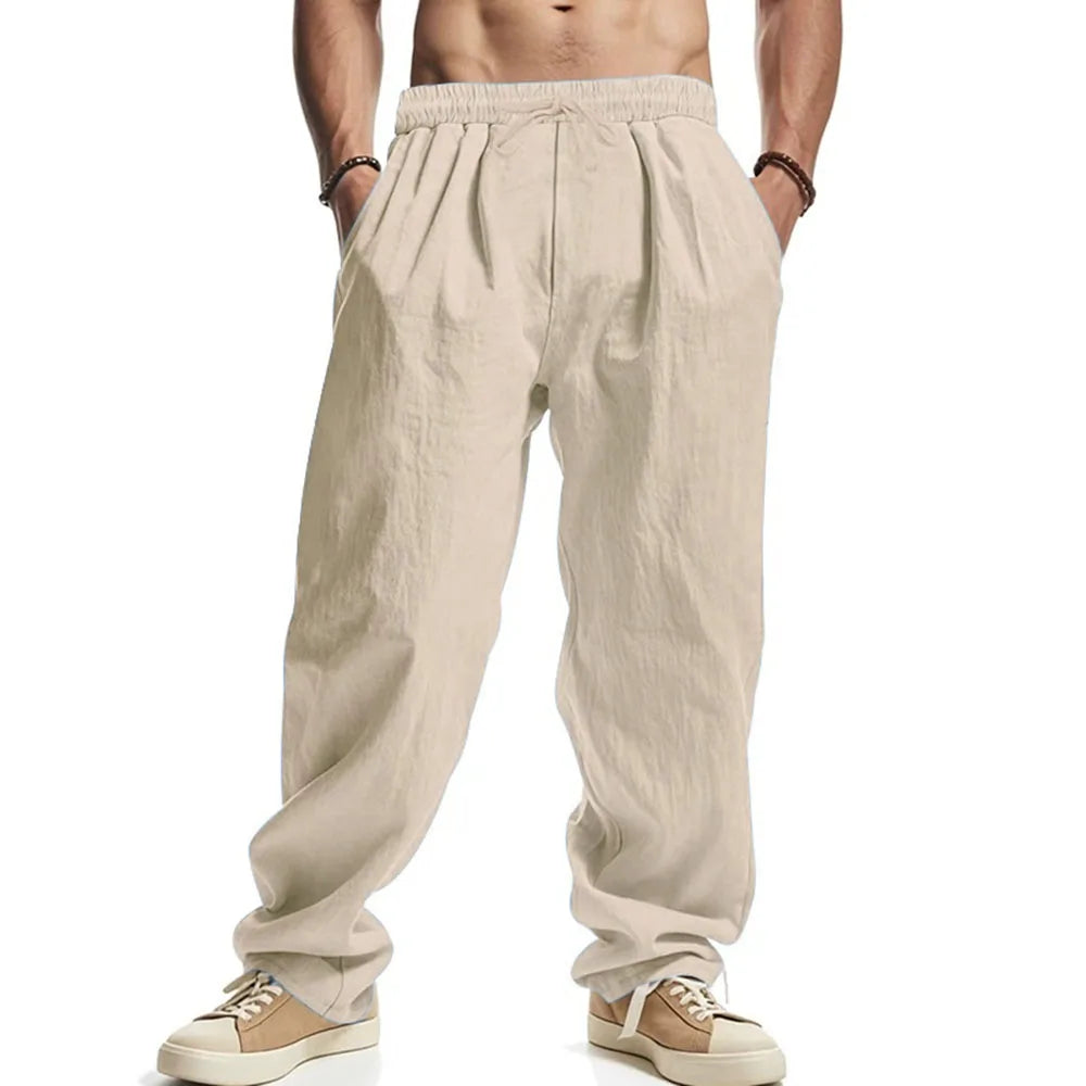 Men's Linen Trousers – Lightweight Breathable Summer Style — model wearing