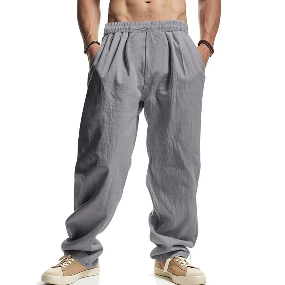 Men's Linen Trousers – Lightweight Breathable Summer Style — styling detail