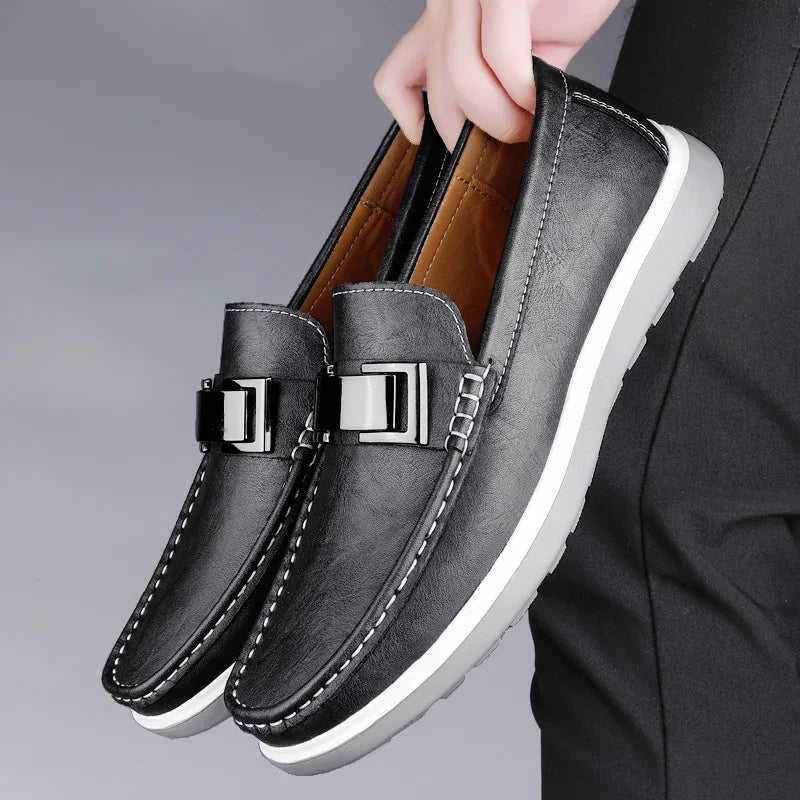 Men's Loafers – Genuine Leather Summer Driving Shoes — back view