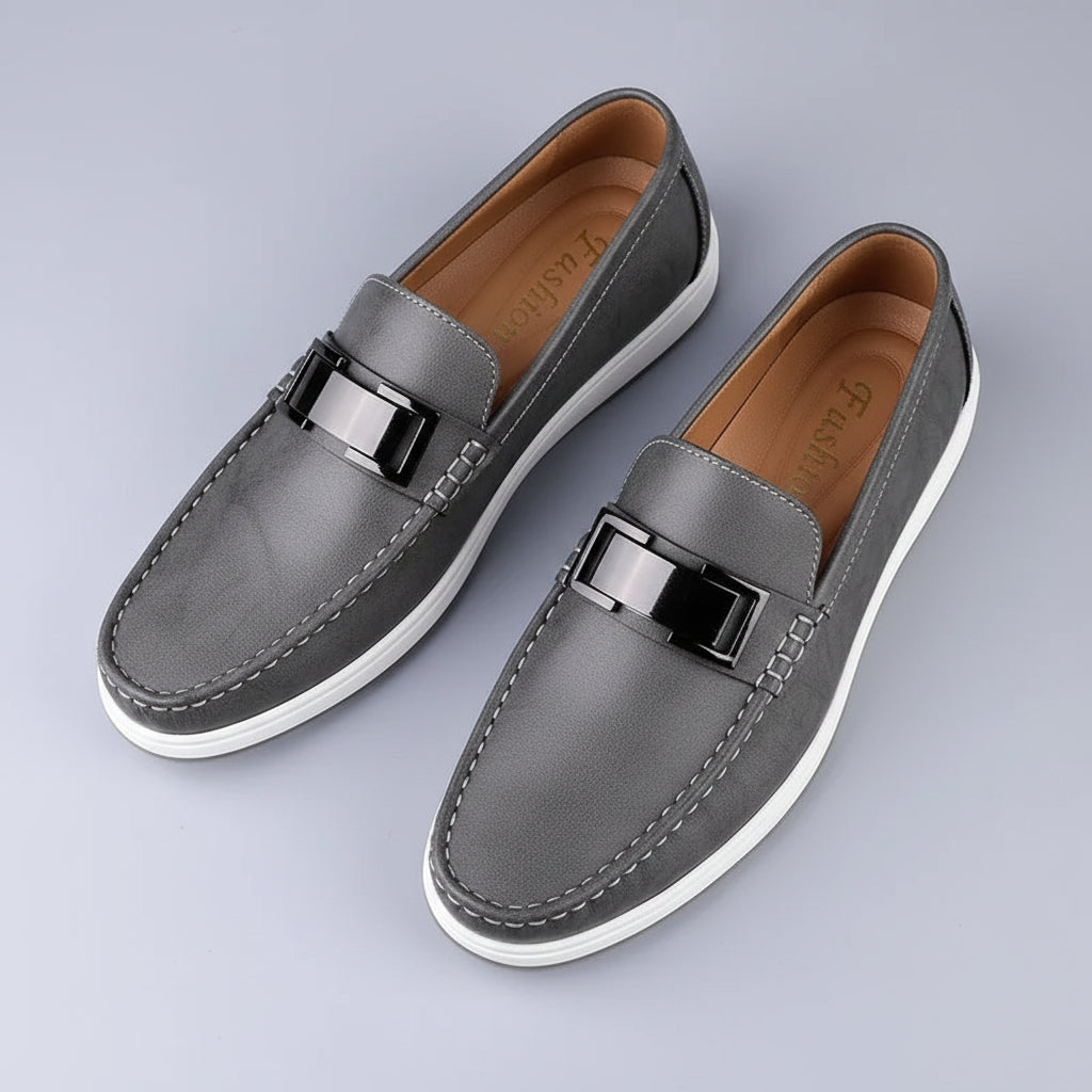Men's Loafers – Genuine Leather Summer Driving Shoes — close-up
