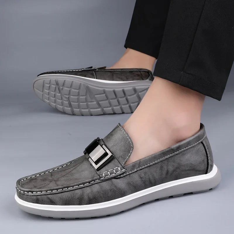 Men's Loafers – Genuine Leather Summer Driving Shoes — detail view