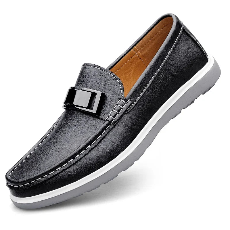 Men's Loafers – Genuine Leather Summer Driving Shoes — fabric detail