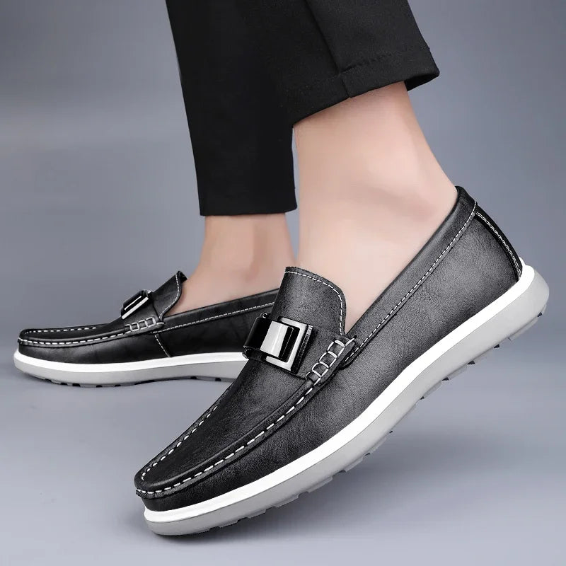 Men's Loafers – Genuine Leather Summer Driving Shoes — side view