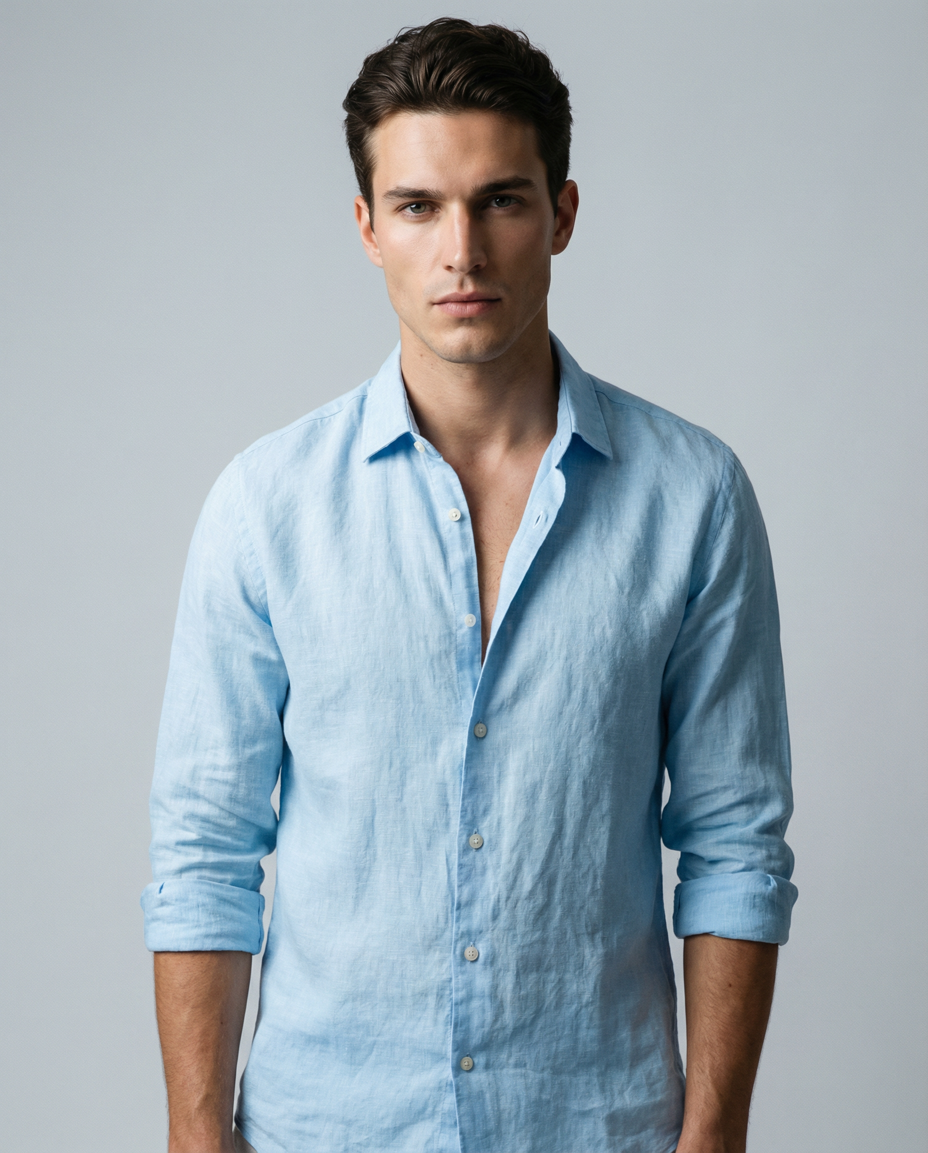 Men's Long Sleeve Polo Shirt – Lightweight Cotton Casual Beachwear — back view