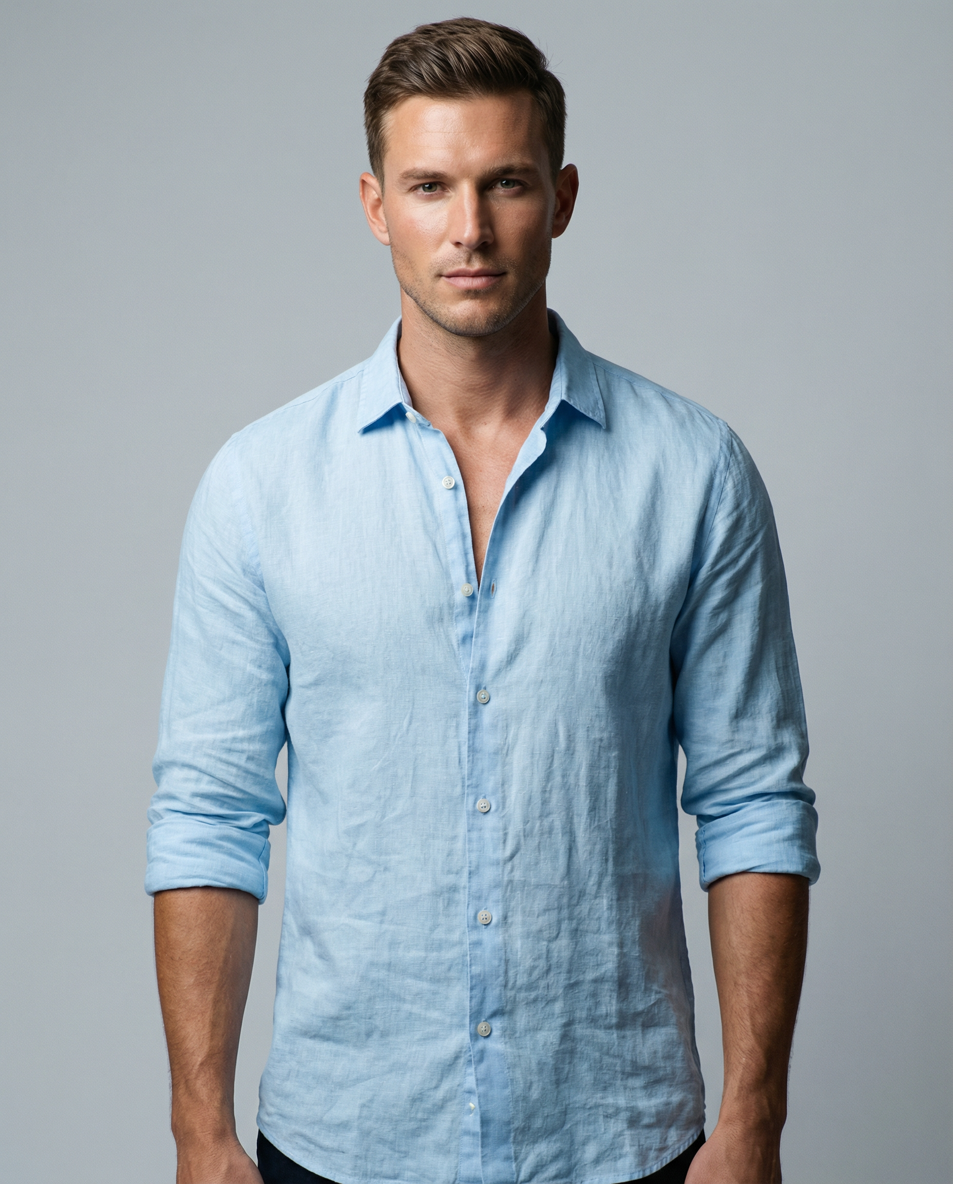 Men's Long Sleeve Polo Shirt – Lightweight Cotton Casual Beachwear — detail view