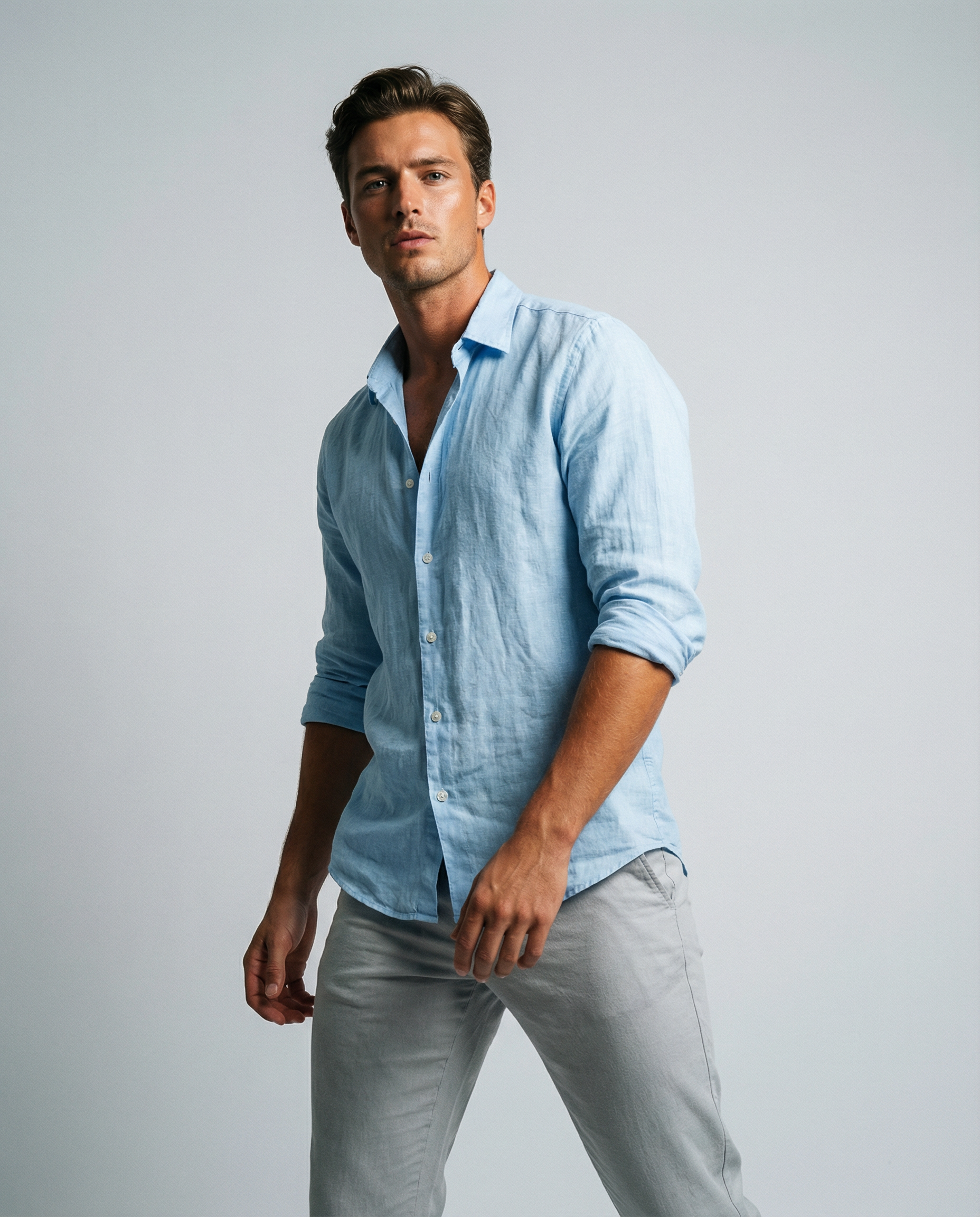 Men's Long Sleeve Polo Shirt – Lightweight Cotton Casual Beachwear — side view