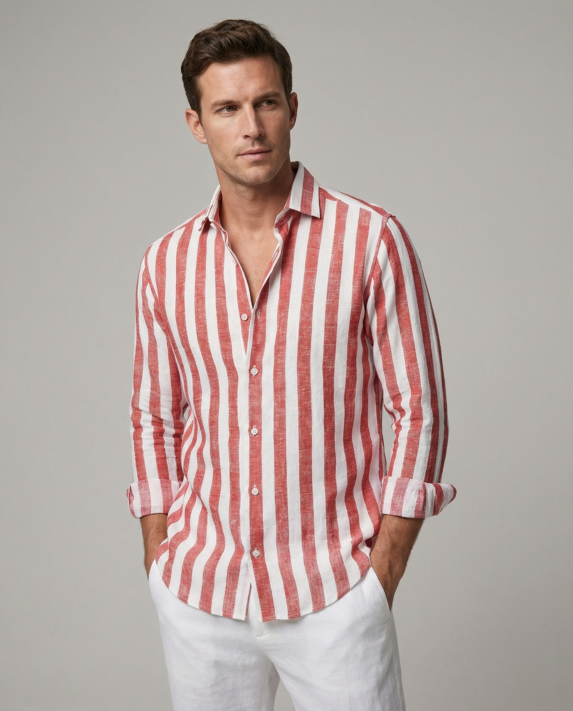 Men's Long Sleeve Stripe Shirt – Stylish Autumn Essential for Casual and Formal Wear