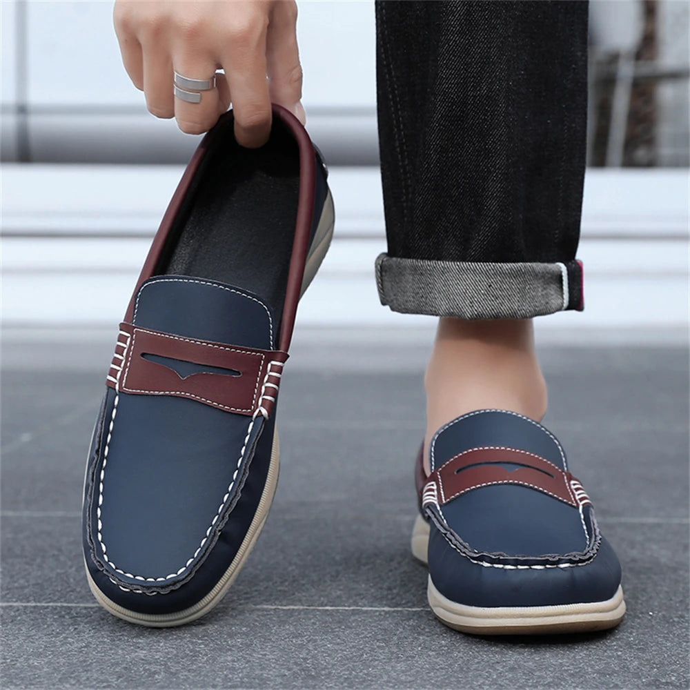 Men's Luxe Loafers – Durable TPR Outsole for Office and Travel — model wearing