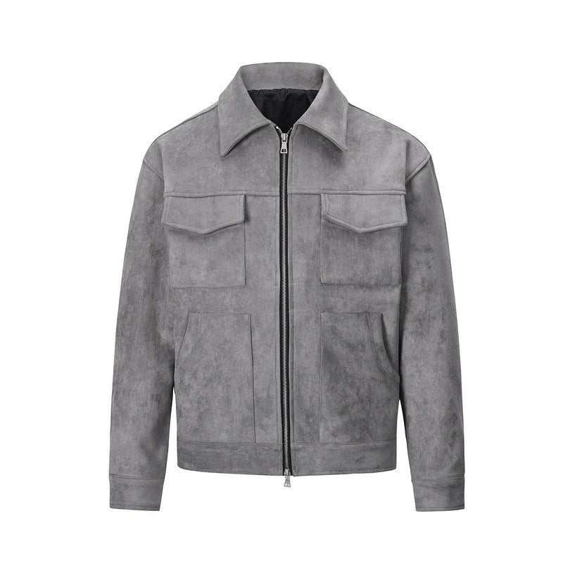 Men's Oversized Windbreaker Jacket – Stylish Suede Design with Functional Pockets — fit overview