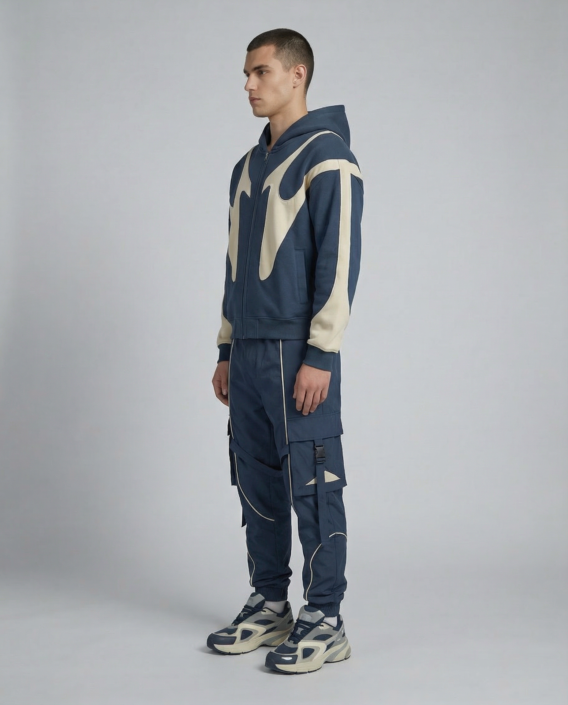 Men's Oversized Zip-Through Hoodie – Heavyweight 500gsm Loopback Cotton — back view