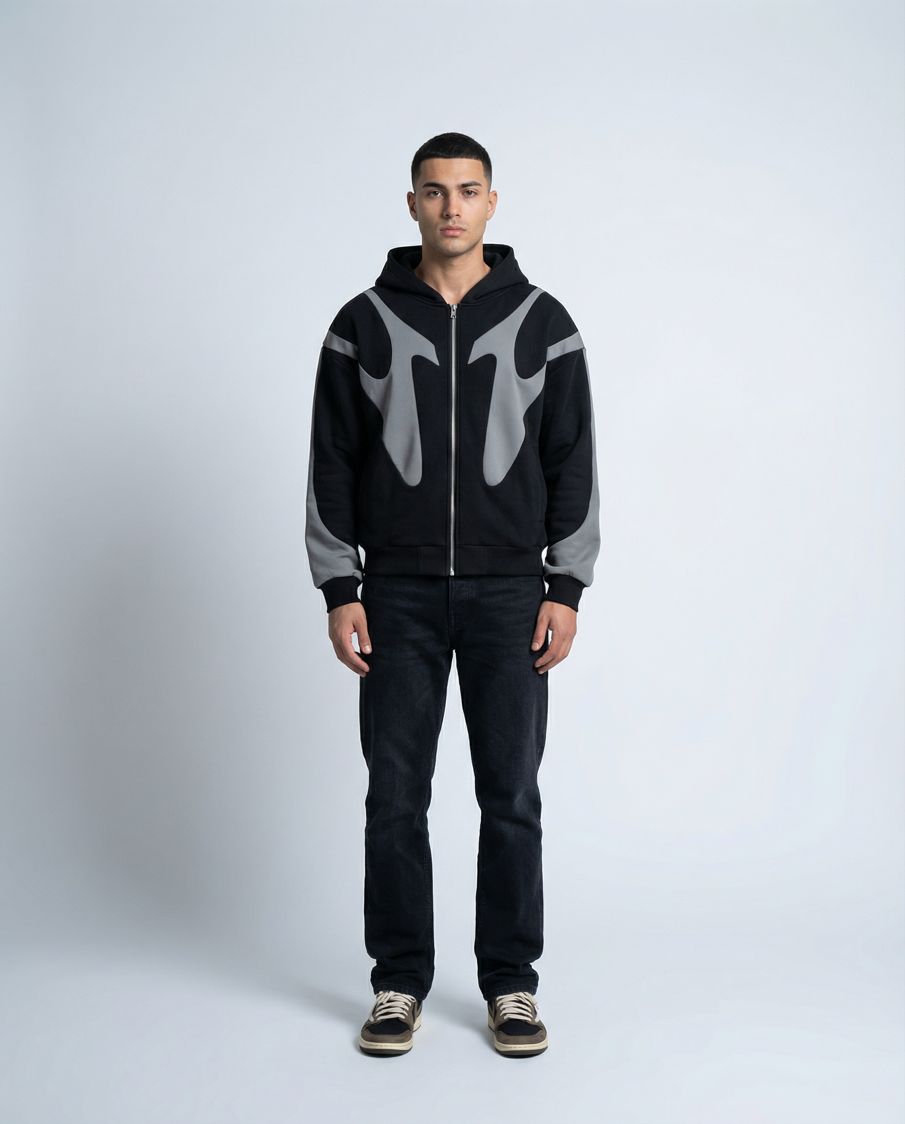 Men's Oversized Zip-Through Hoodie – Heavyweight 500gsm Loopback Cotton — detail view