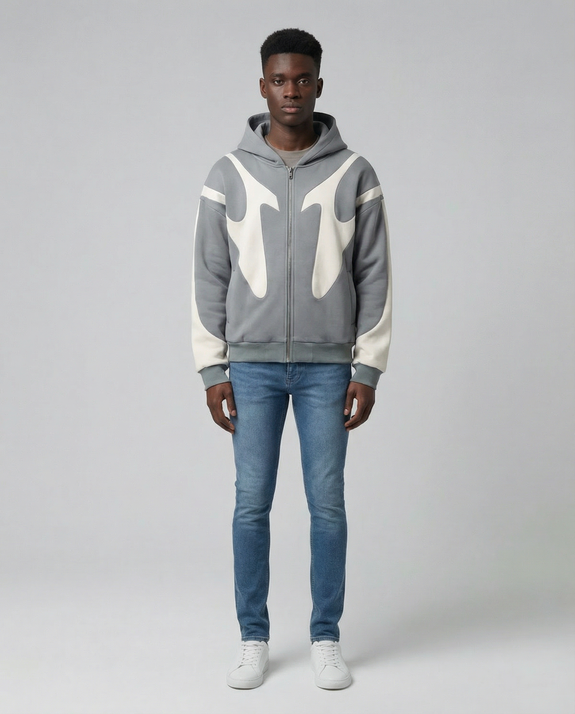 Men's Oversized Zip-Through Hoodie – Heavyweight 500gsm Loopback Cotton — model wearing