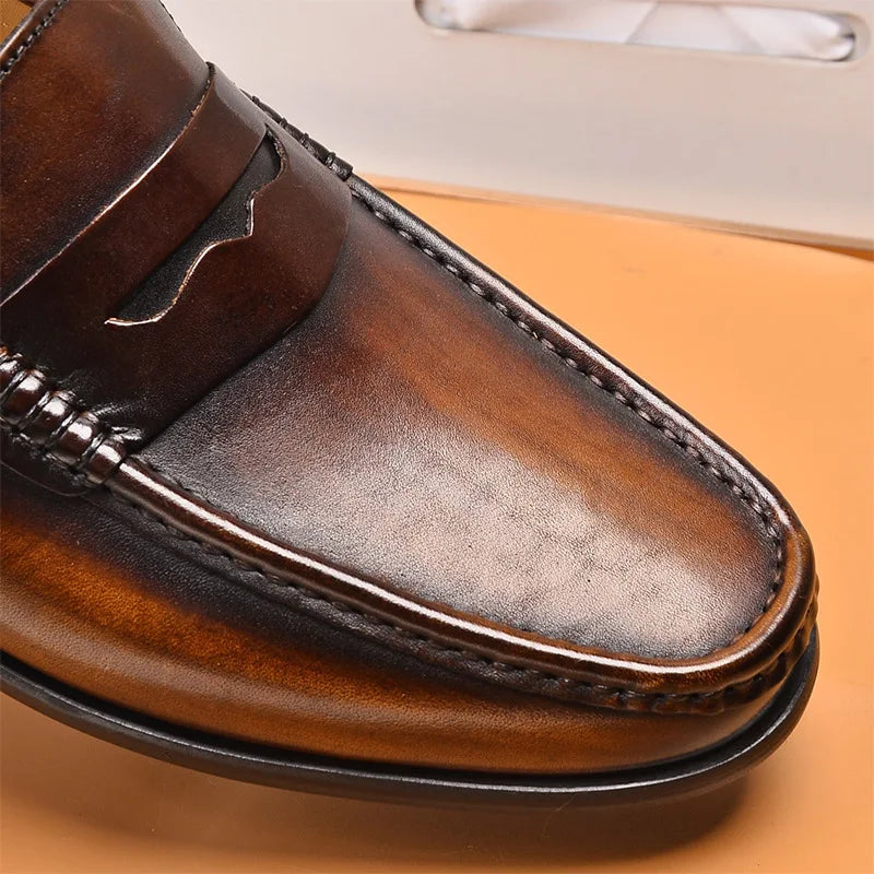 Men's Penny Loafers – Genuine Leather Slip-On Style for Casual and Formal Occasions — back view