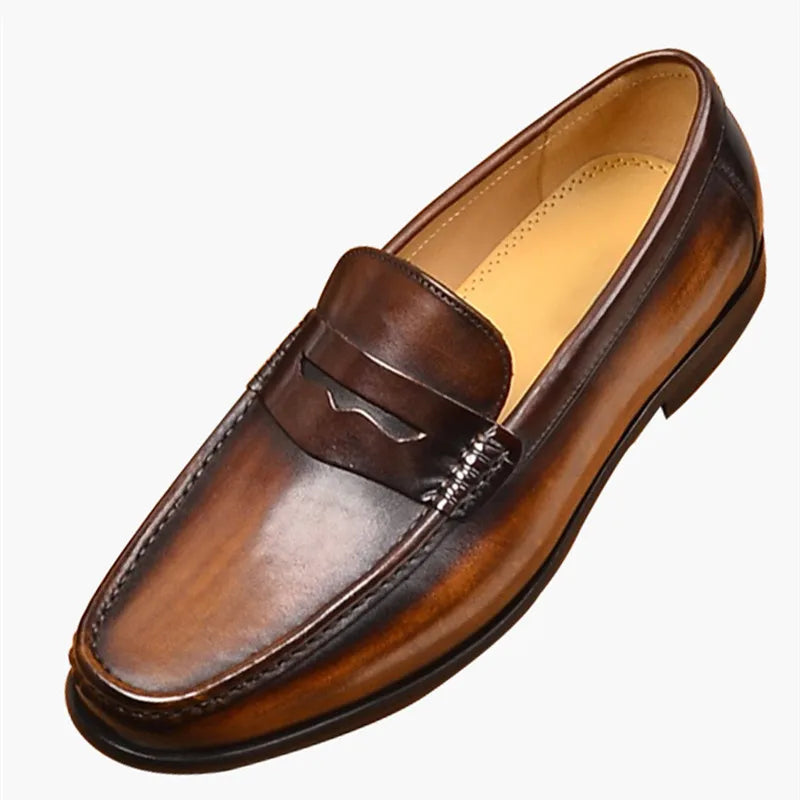 Men's Penny Loafers – Genuine Leather Slip-On Style for Casual and Formal Occasions — side view