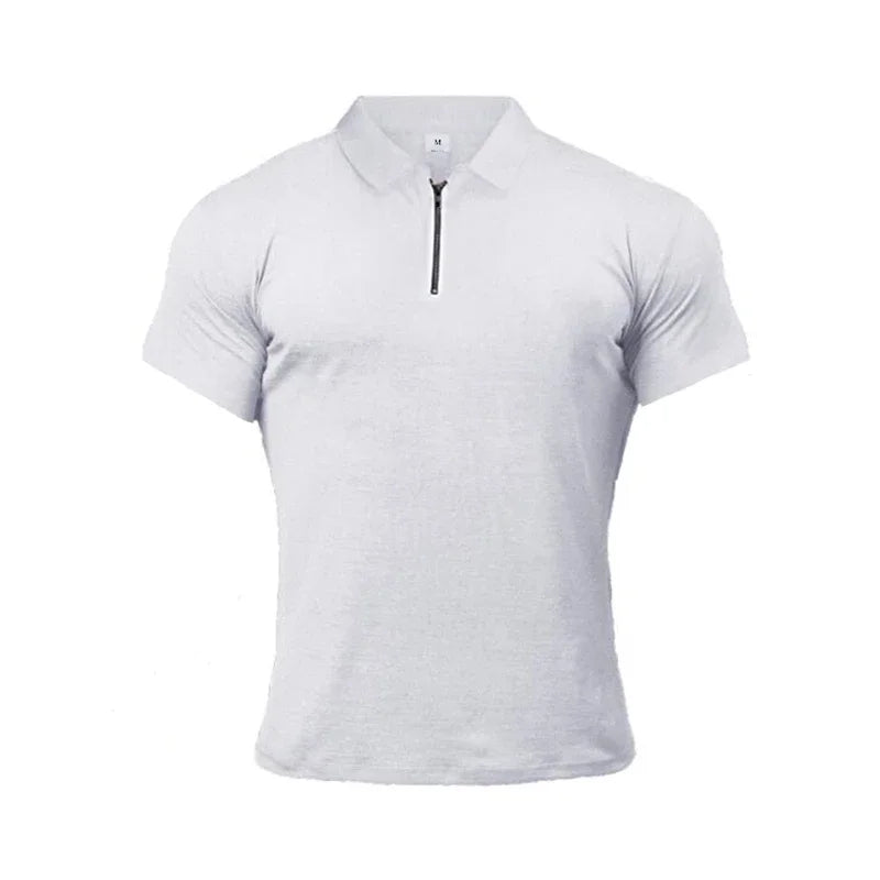 Men's Polo Shirt – Stretch Cotton Slim Fit for Casual Active Wear — close-up