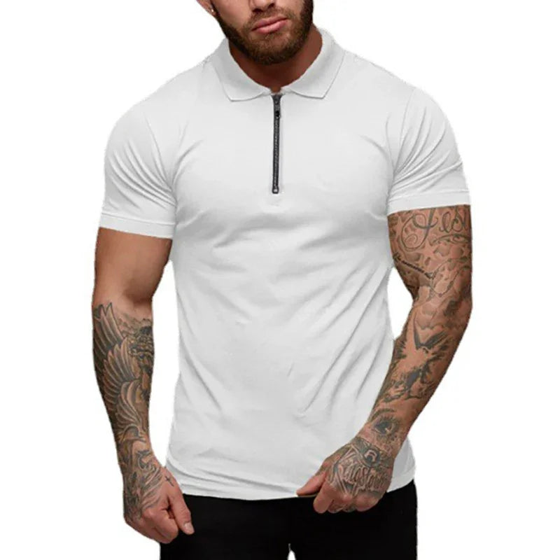 Men's Polo Shirt – Stretch Cotton Slim Fit for Casual Active Wear — detail view
