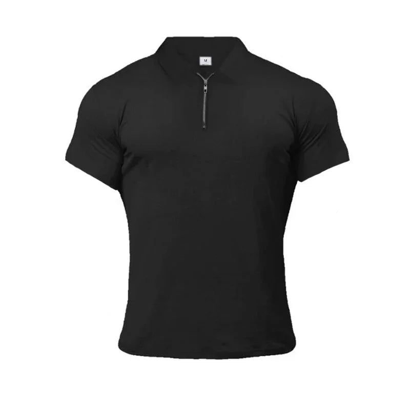 Men's Polo Shirt – Stretch Cotton Slim Fit for Casual Active Wear — model wearing