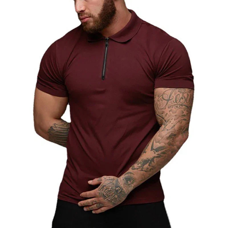 Men's Polo Shirt – Stretch Cotton Slim Fit for Casual Active Wear