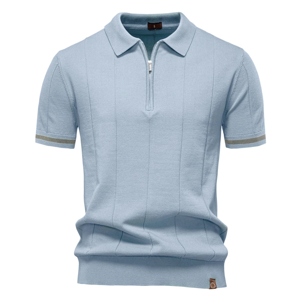 Men's Polo Shirt – Stylish Zipper Design for Athletic Comfort — alternative angle