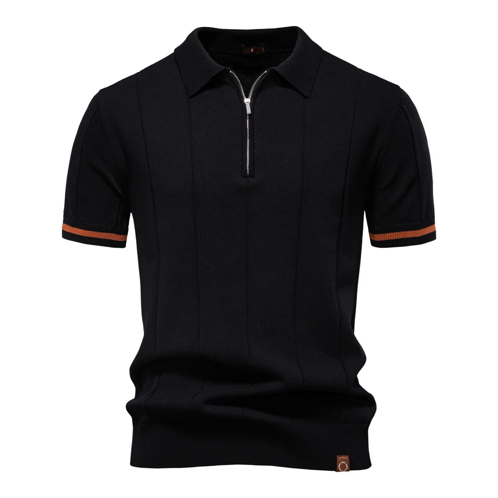 Men's Polo Shirt – Stylish Zipper Design for Athletic Comfort — back view