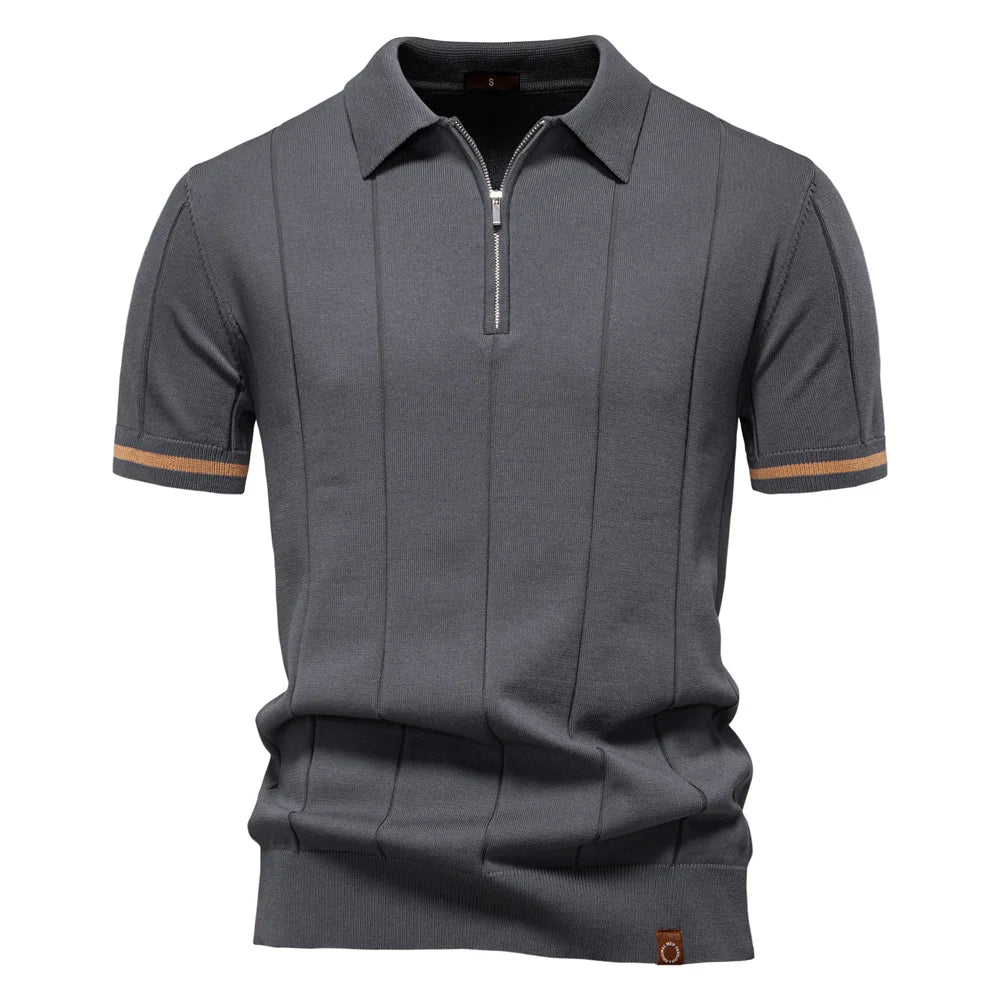 Men's Polo Shirt – Stylish Zipper Design for Athletic Comfort — close-up