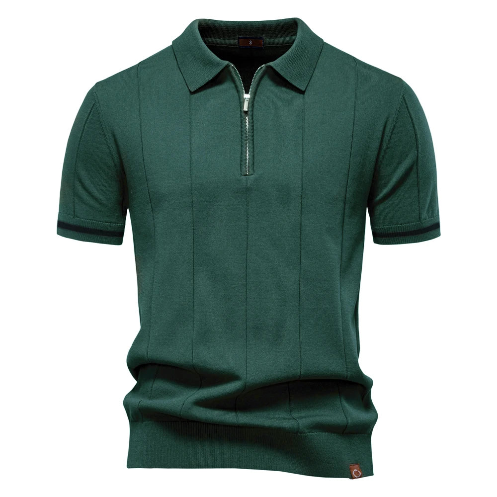 Men's Polo Shirt – Stylish Zipper Design for Athletic Comfort — detail view