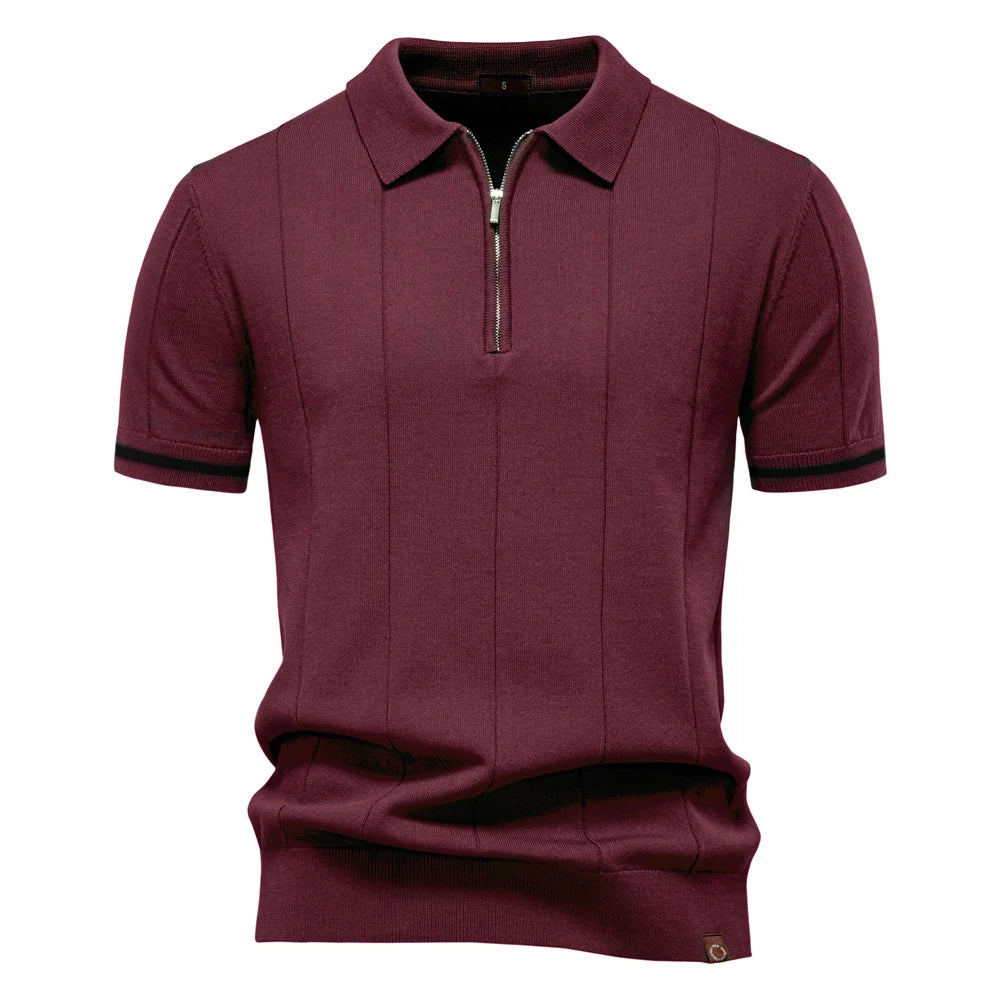 Men's Polo Shirt – Stylish Zipper Design for Athletic Comfort — fabric detail